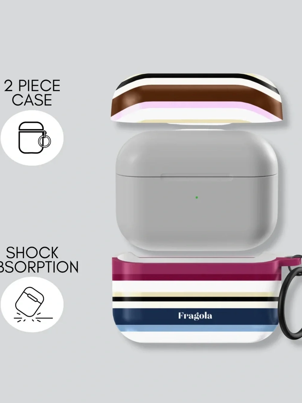 FRAGOLA AirPods Pro 3 Olivia Striped Protective Case - Pink, Navy & White